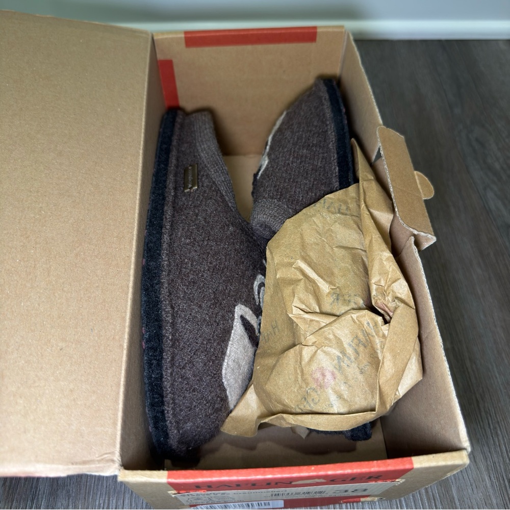 Haflinger AR Coffee Earth Brown Wool Slippers - Picture 8 of 10